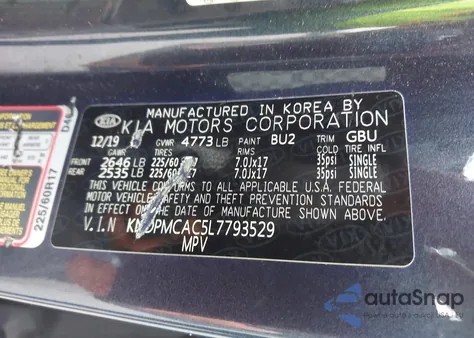 2020 Kia Sportage Lx from USA, damaged, VIN KNDPMCAC5L7793529